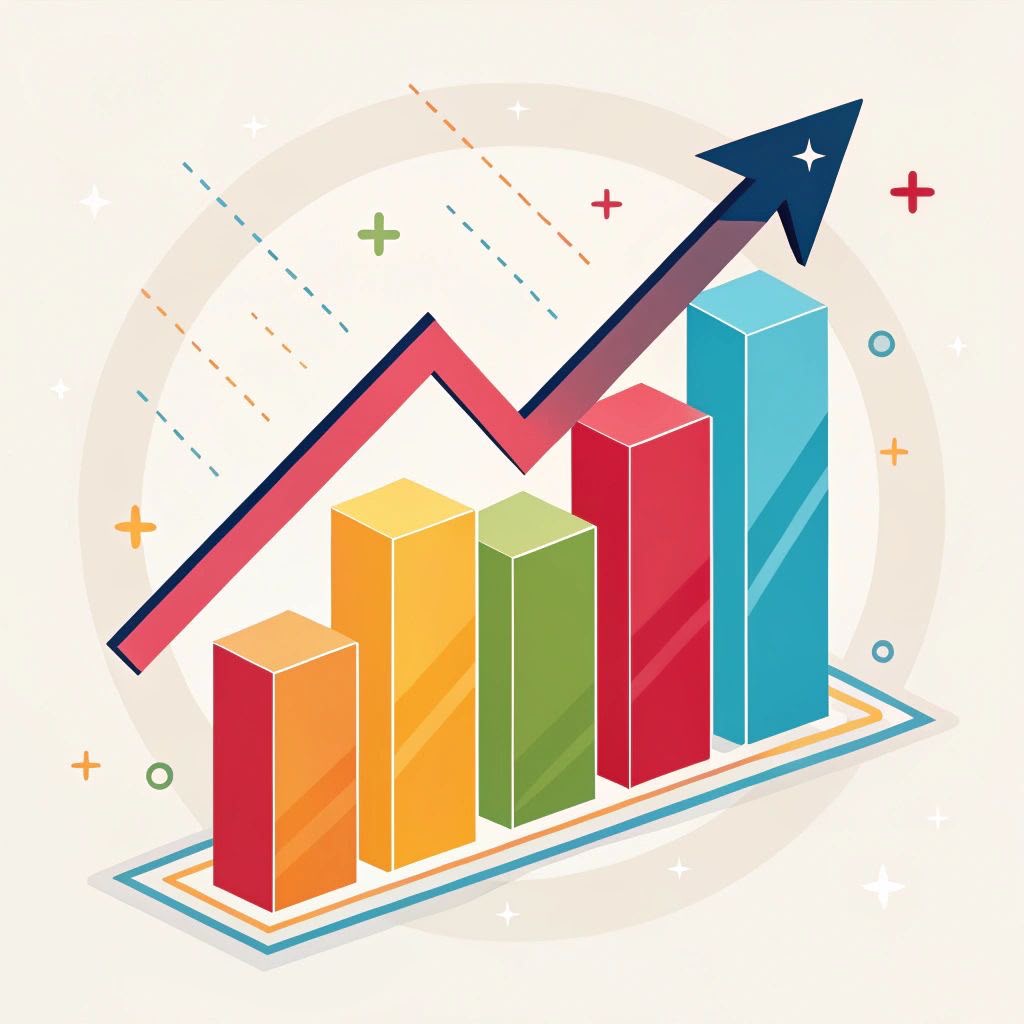 A colourful rising bar chart illustrating measurable career growth